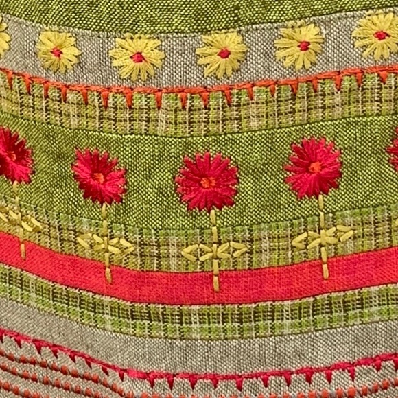 Vintage David Brooks Linen Blend Embroidered Maxi Skirt Sz 8 - Picture 5 of 11